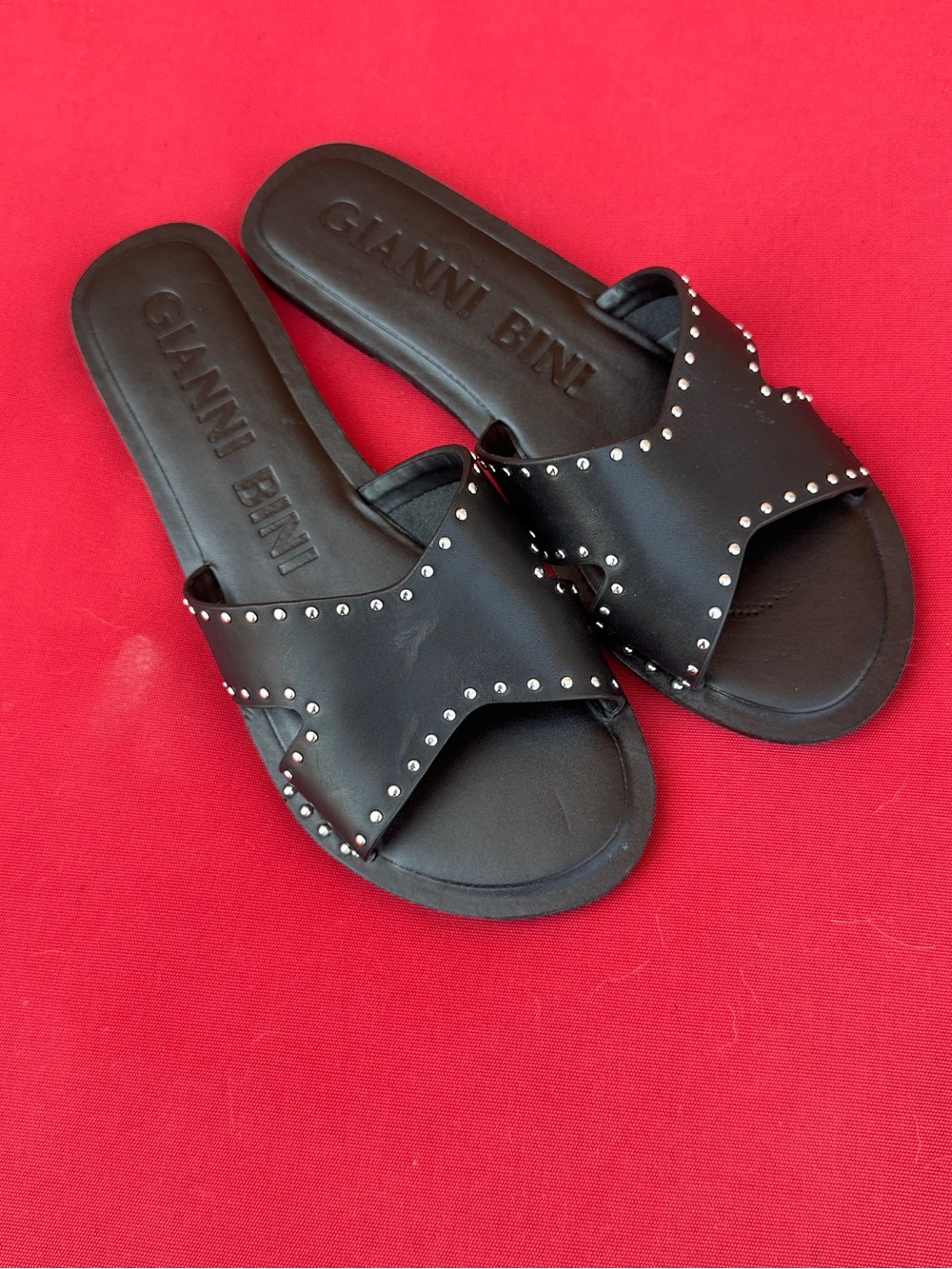 Gianni Bini Women's Studded Black
Leather Slides Size 7